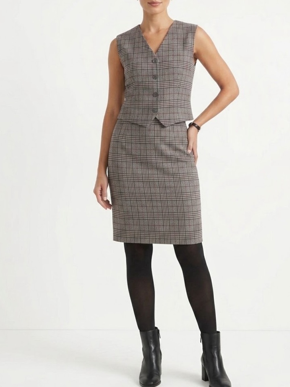 Vintage Plaid Vest And Skirt Size Medium